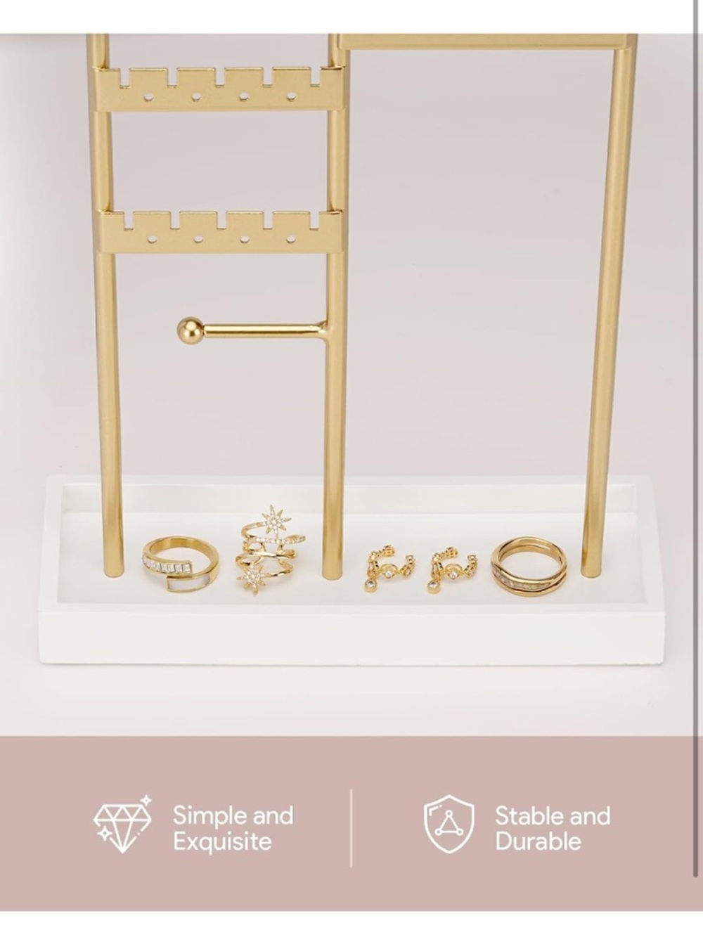 Jewelry Organizer Stand with White Tray - room decor gift for women/teen girl - Picture 4 of 7
